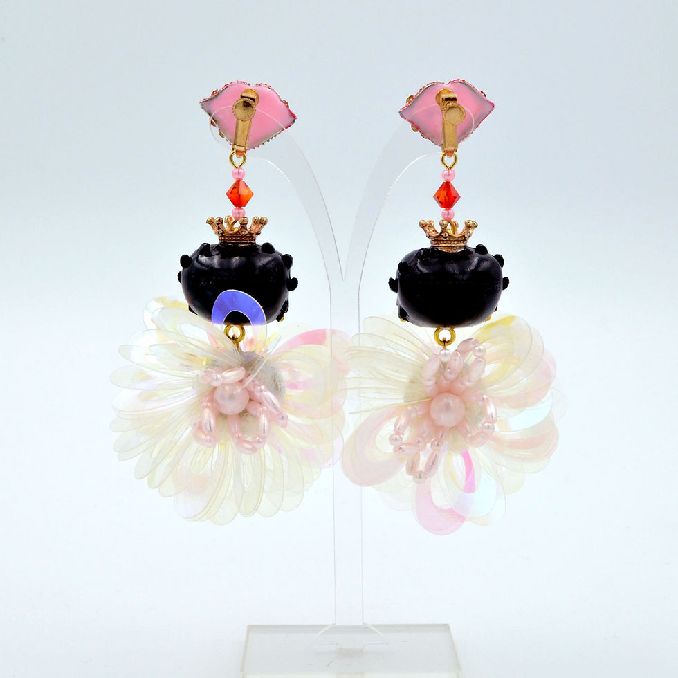 縮圖：Betty Boop 中古娃娃豪華珠寶風珠片耳環