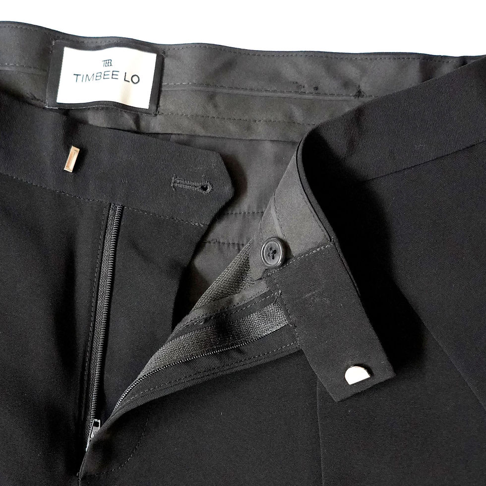 Miniatura: TIMBEE LO Black V Darts Pants with elastic waistband