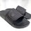 Thumbnail: Salvatore Ferragamo Buffed calfskin slip-on sandals in black. Open round toe