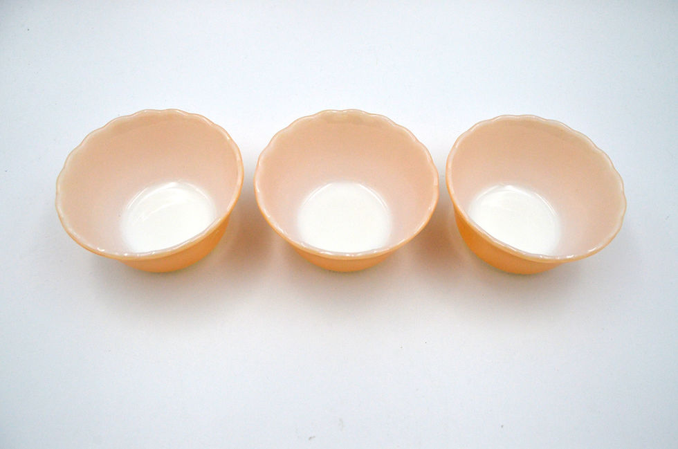 Miniature : FIRE KING  蜜桃橘光面玻璃雪糕甜品杯碗 OVEN WARE PEACH LUSTRE DESSERT BOWL