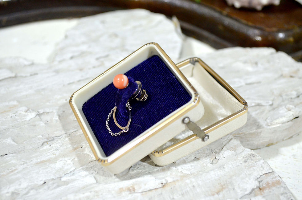 섬네일: 稀有紅珊瑚鍍銀胸針 高貴優雅 日本二手中古珠寶首飾古著