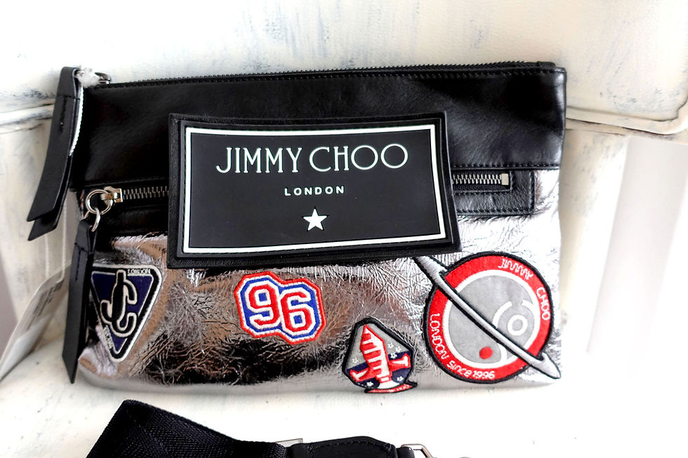 サムネイル： JIMMY CHOO full genuine leather silver envelope bag design zipper crossbody bag handbag bag decorative clutch bag