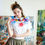 Thumbnail: TIMBEE LO 藍色間條七彩網管裝飾領子 Beading Embroidery Collar with Net-tubes Deco
