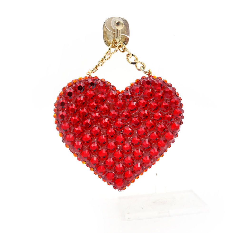サムネイル： 【CUPID】Large Red Heart w/ Swarovski Crystals Earring 巨大心型紅色水晶夾耳環