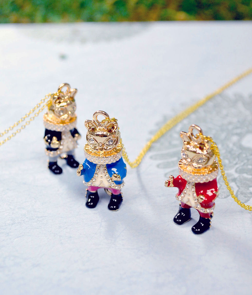 섬네일: TIMBEE LO X GOOKASO 原創 金屬雕刻藍色 貓咪國王頸鍊 項鍊吊墜 Necklace
