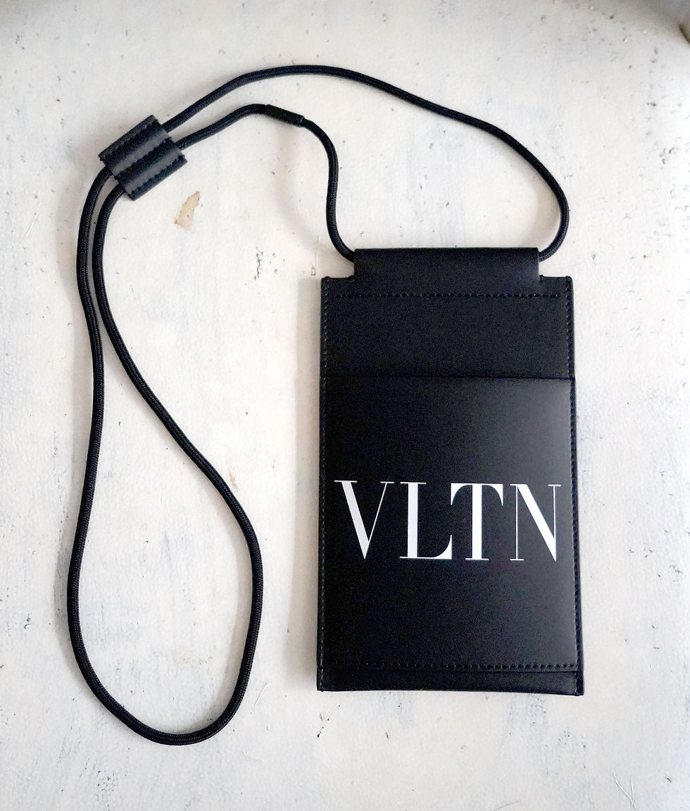 Thumbnail: VALENTINO GARAVANI Black Leather Long Strap Phone Case Card Holder