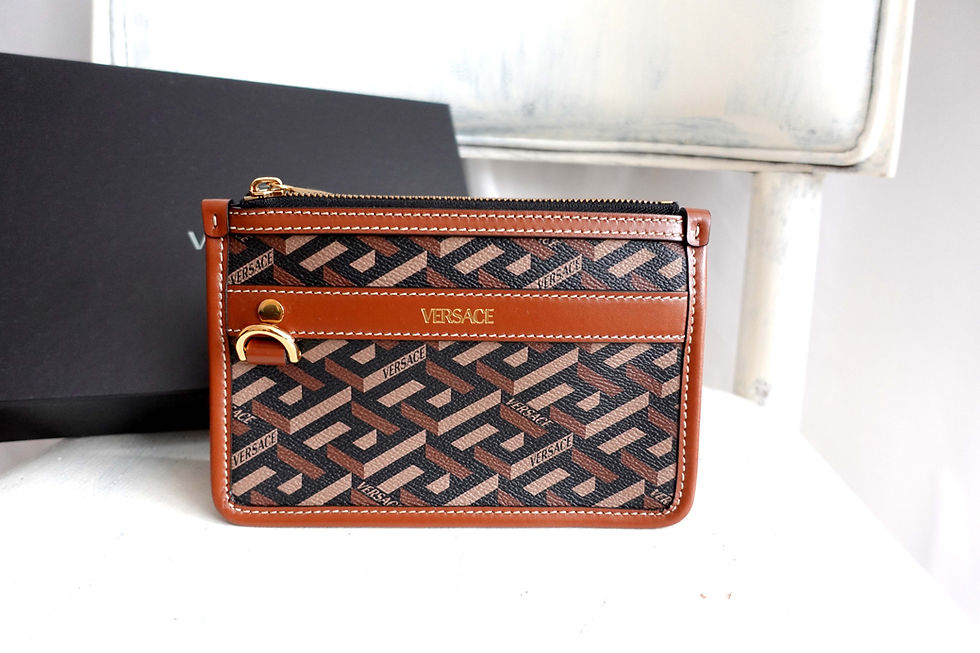 Thumbnail: VERSACE Maze pattern LOGO printed square genuine leather pouch