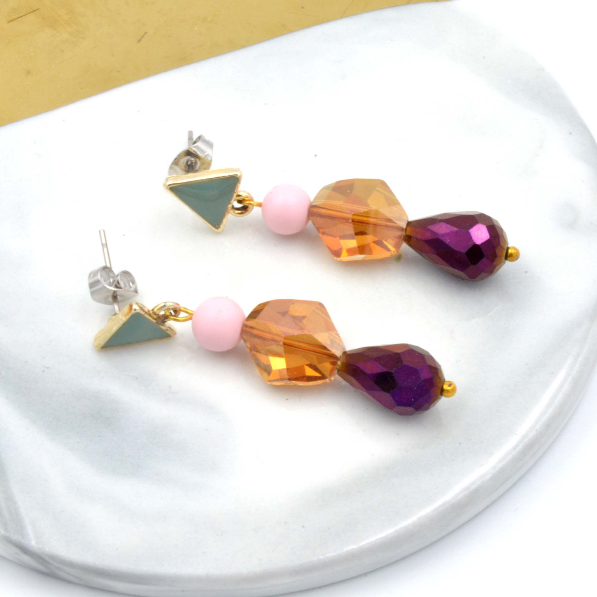 Swarovski 施華洛水晶不規則切割水晶耳環 適合上班族輕巧時尚簡約