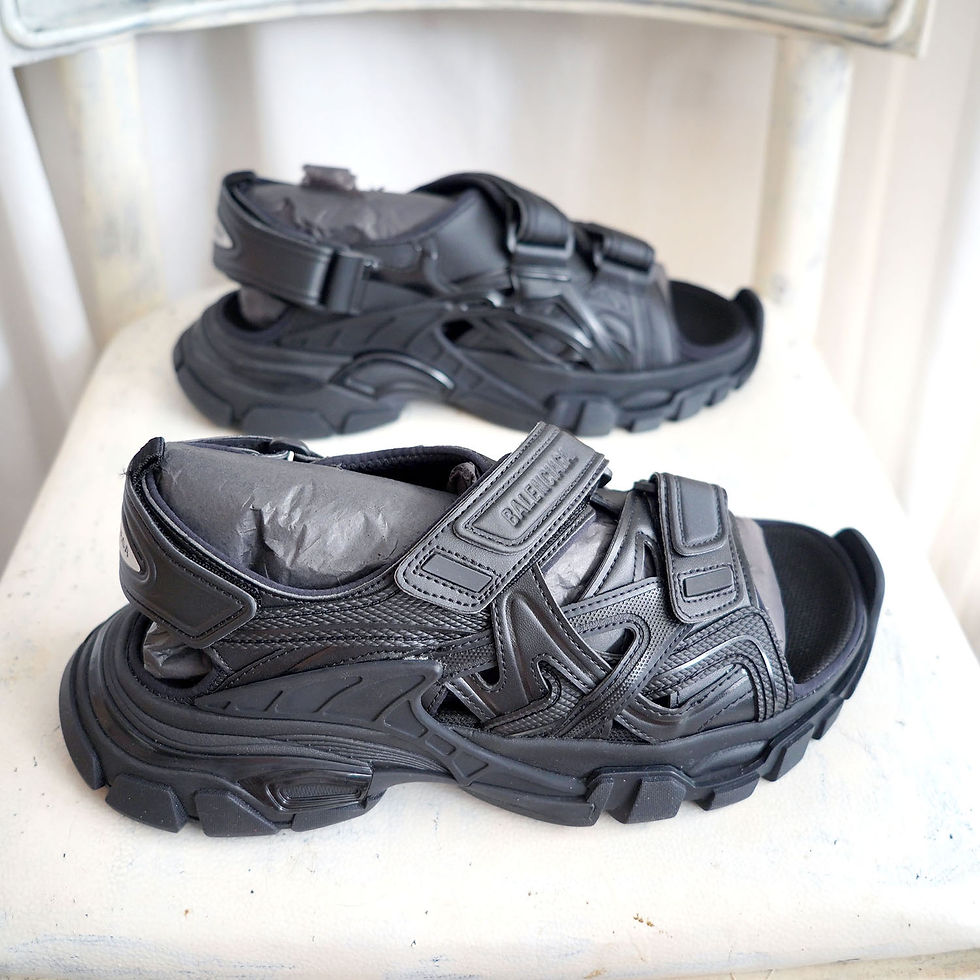 サムネイル： EU39 Balenciaga Black Track Rubber Velcro Sandals