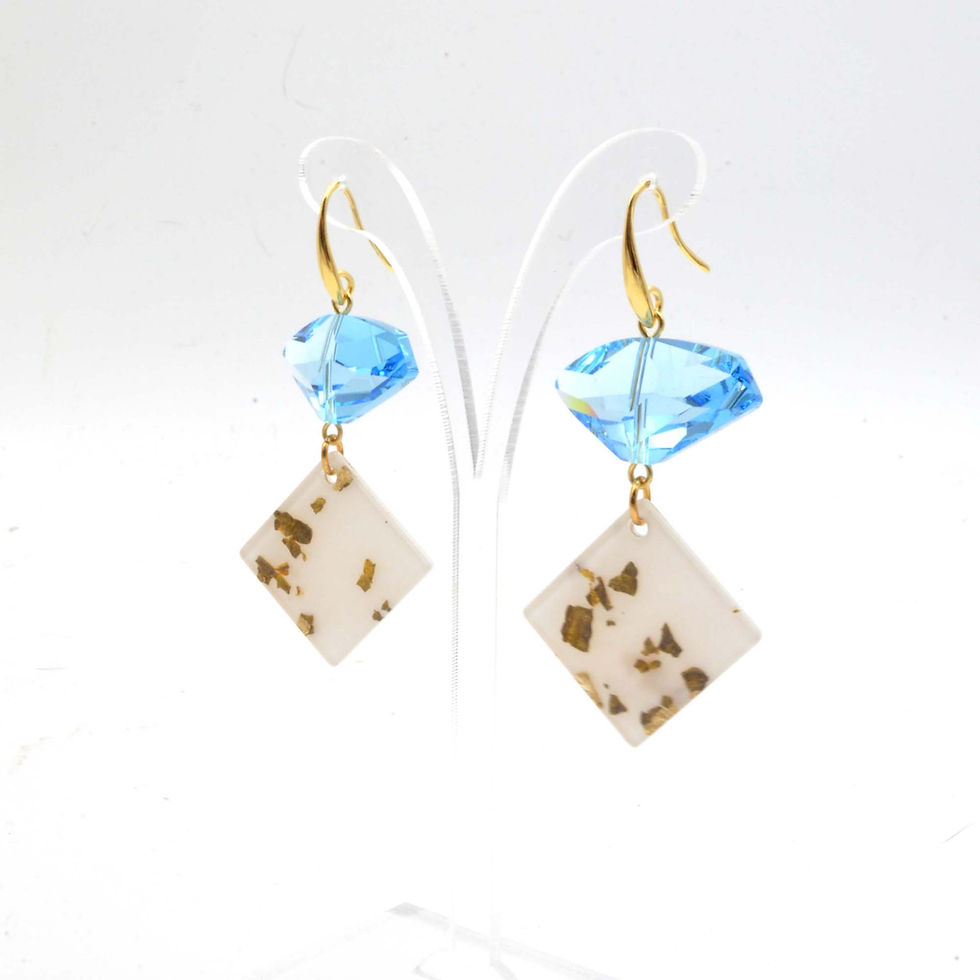 Miniature : 天藍色施華洛不規則水晶石耳環  Baby Blue Swarovski Crystal Earrings