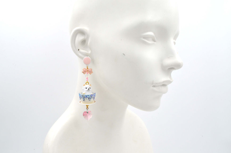 Miniaturbild: 小狗茶杯耳環綴施華洛水晶 Doggies on the Cup Earrings with Swarovski Crystal