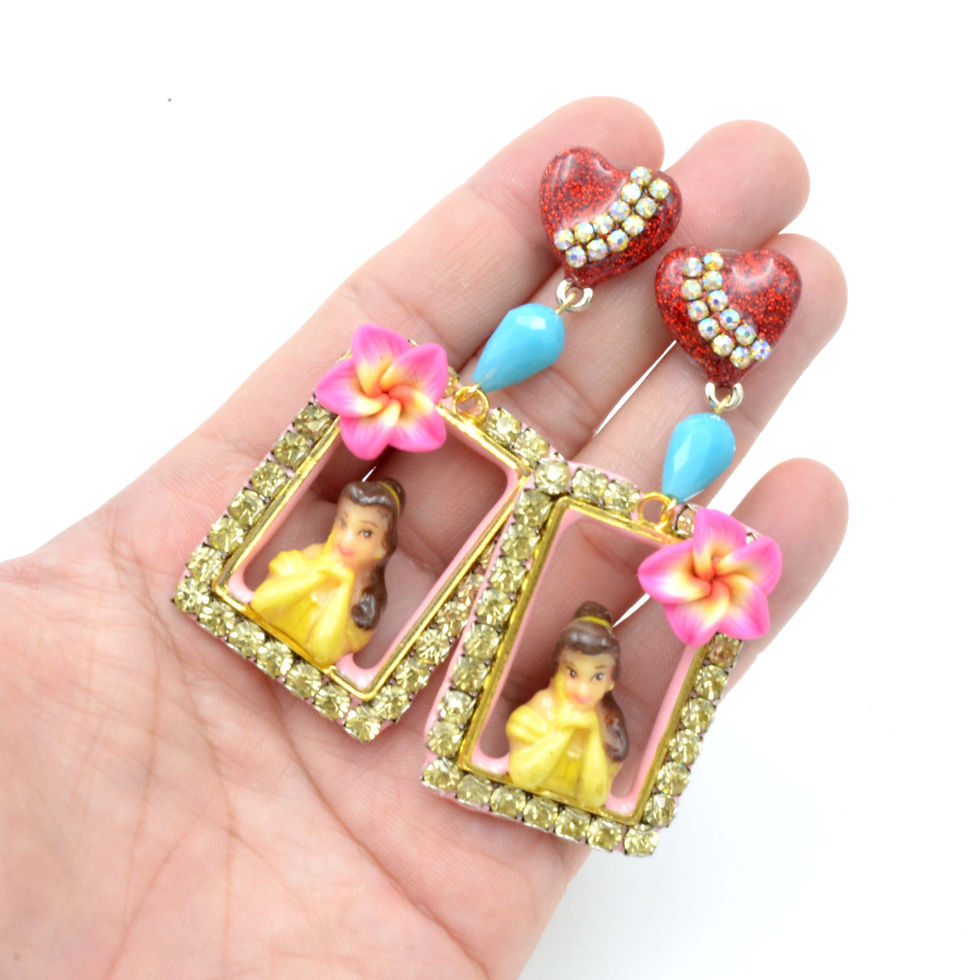 Miniaturbild: 貝兒公主立體拼合畫框耳環 綴施華洛水晶寶石裝飾 的副本