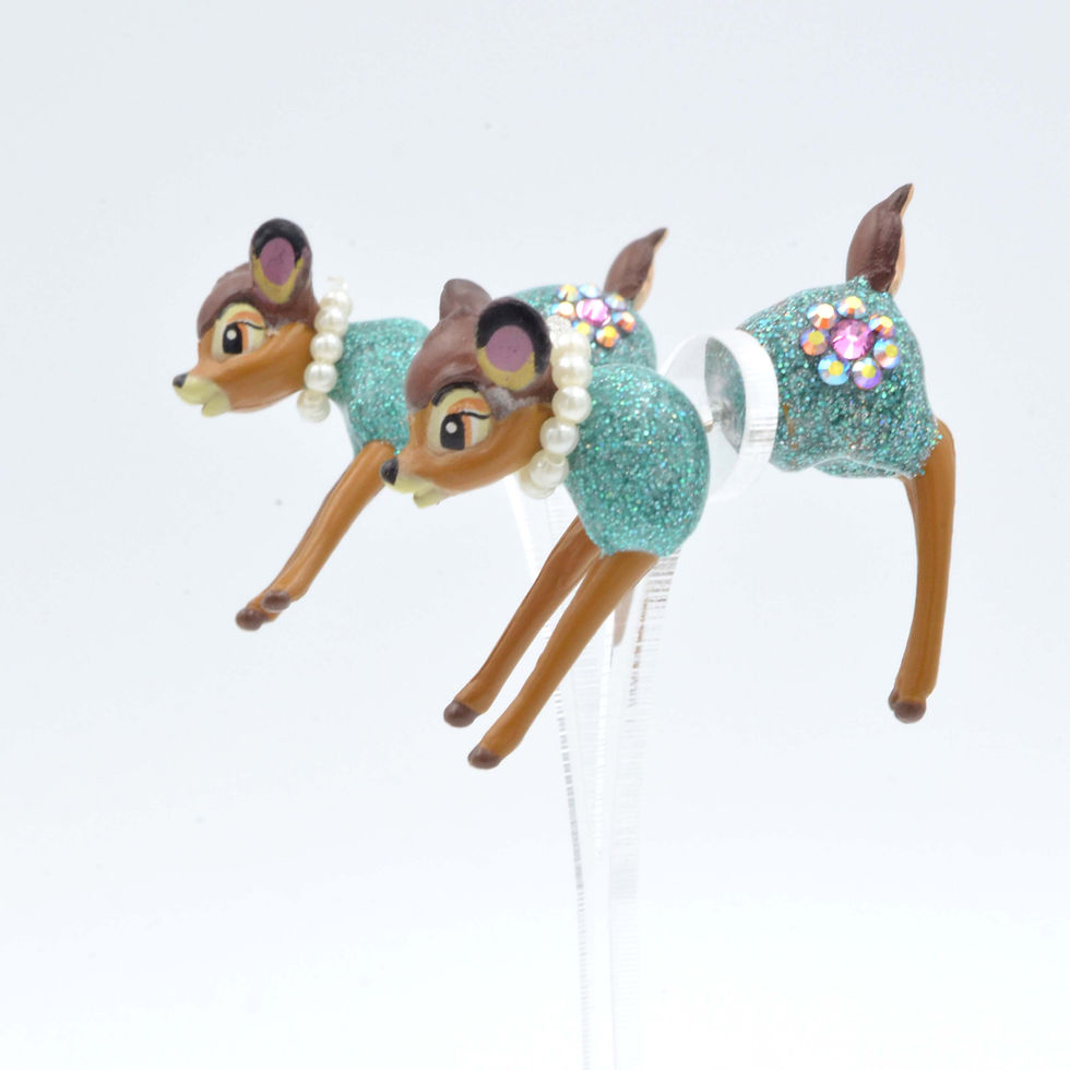 Miniaturbild: 小鹿斑比分體耳環耳釘   閃綠色衣服綴 Swarovski Crystal 施華洛水晶