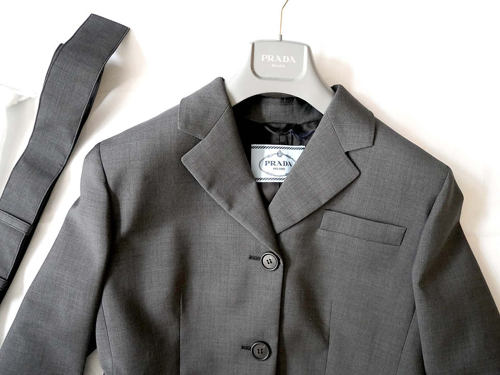 Miniaturbild: PRADA Women's Gray Pleated Hem Loose-Fit Long Sleeve Blazer