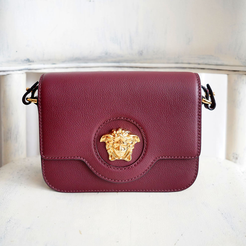 サムネイル： Versace Wine Red Leather Crossbody Box Bag with Gold Medusa Logo