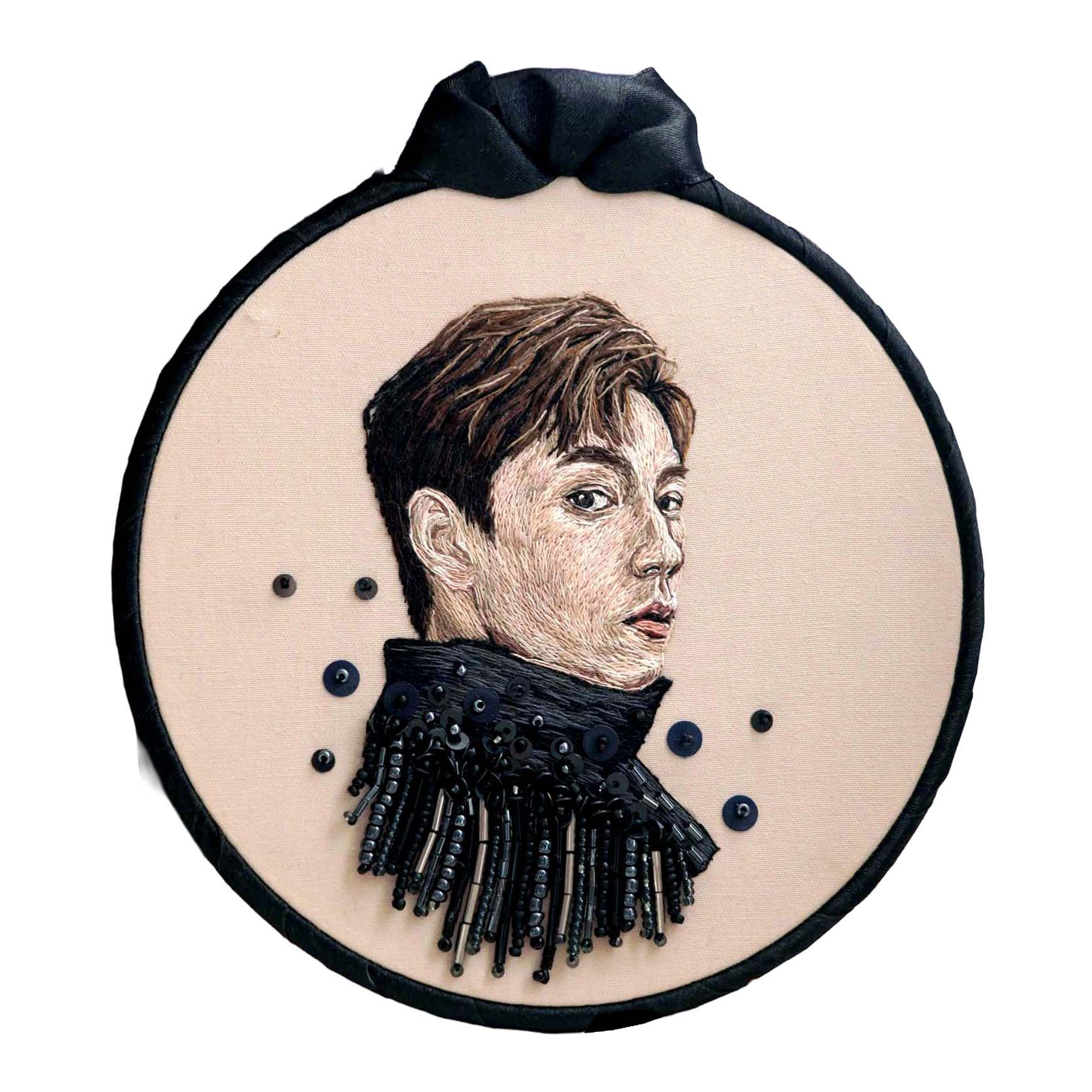 French Hand-Embroidered Portrait Embroidery Wall Art Jeffrey Ngai 魏浚笙