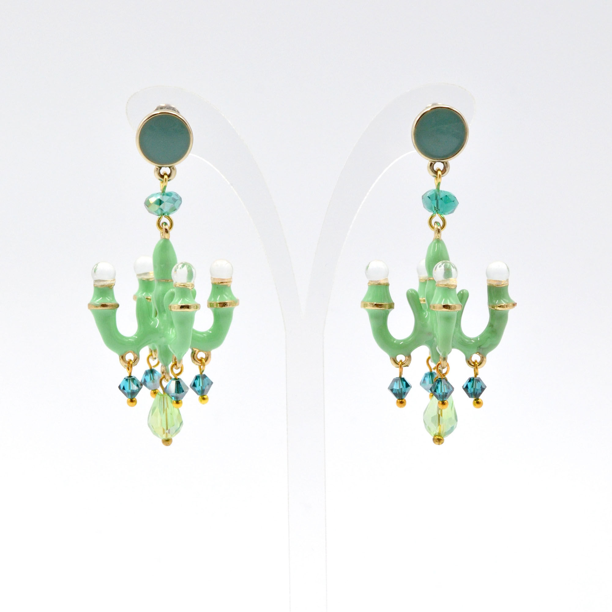 TIMBEE LO 草綠色 迷你吊燈耳環 法式樹脂搪瓷塗層 Sky Blue Mini Chandelier Earring