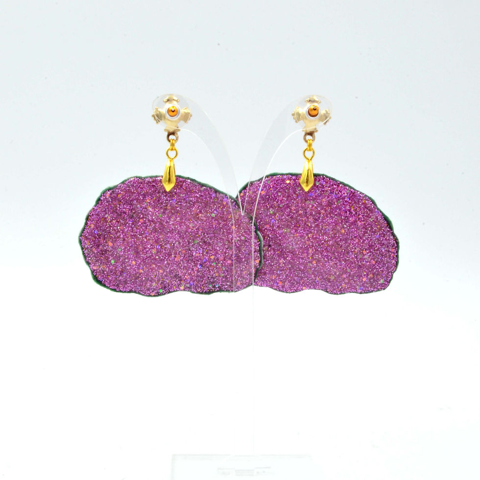 Miniaturbild: 刺繡大腦袋耳環 綴施華洛水晶 超輕巧