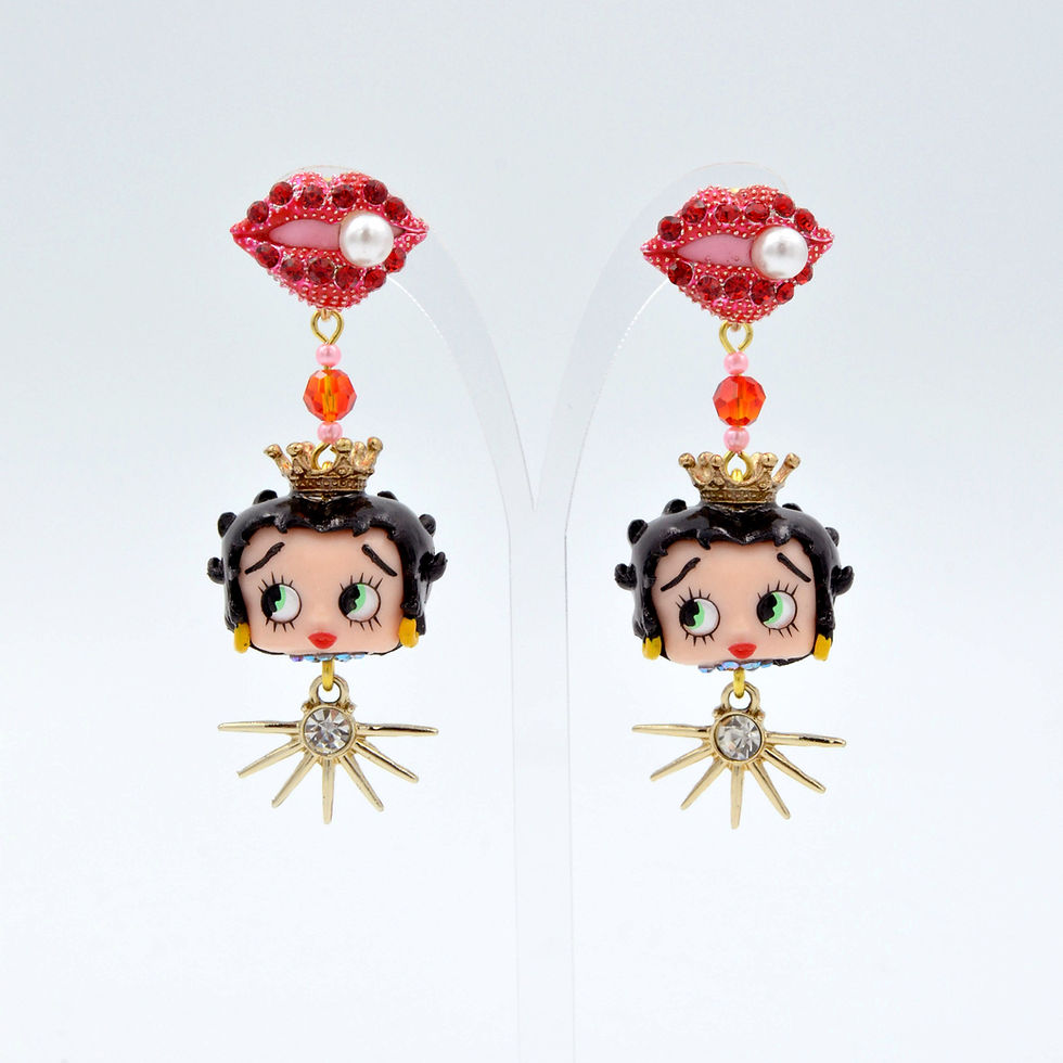 縮圖：Betty Boop 中古娃娃豪華珠寶風珠片耳環