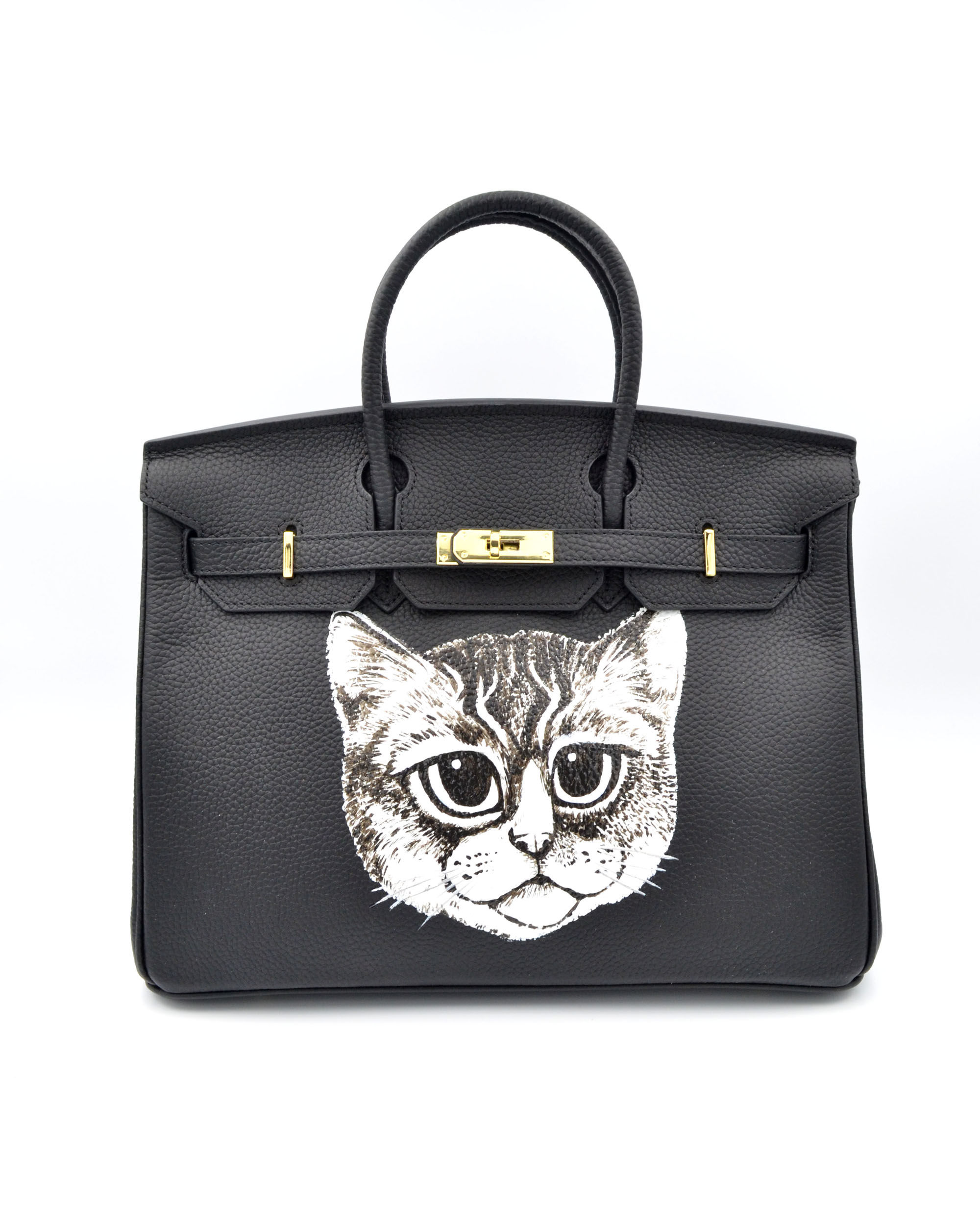 TIMBEE LO X GOOKASO 設計師手繪貓咪圖案頭層牛皮手袋包包 接單訂製款 Hand Paiinting Handbag Made to Order