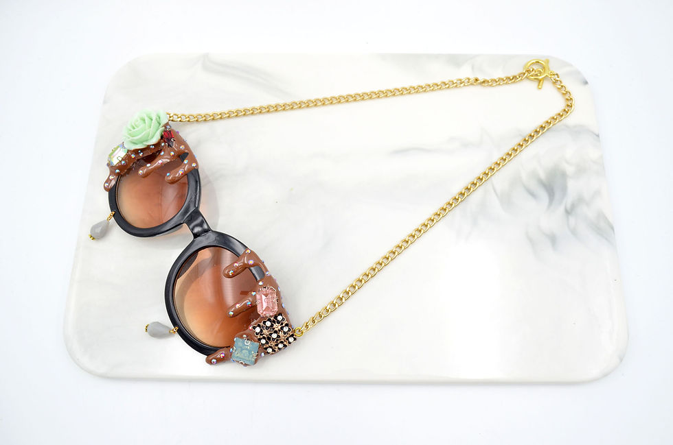 サムネイル： 雪糕玫瑰花裝飾眼鏡頸鍊 Ice Cream with Rose sunglasses Necklace