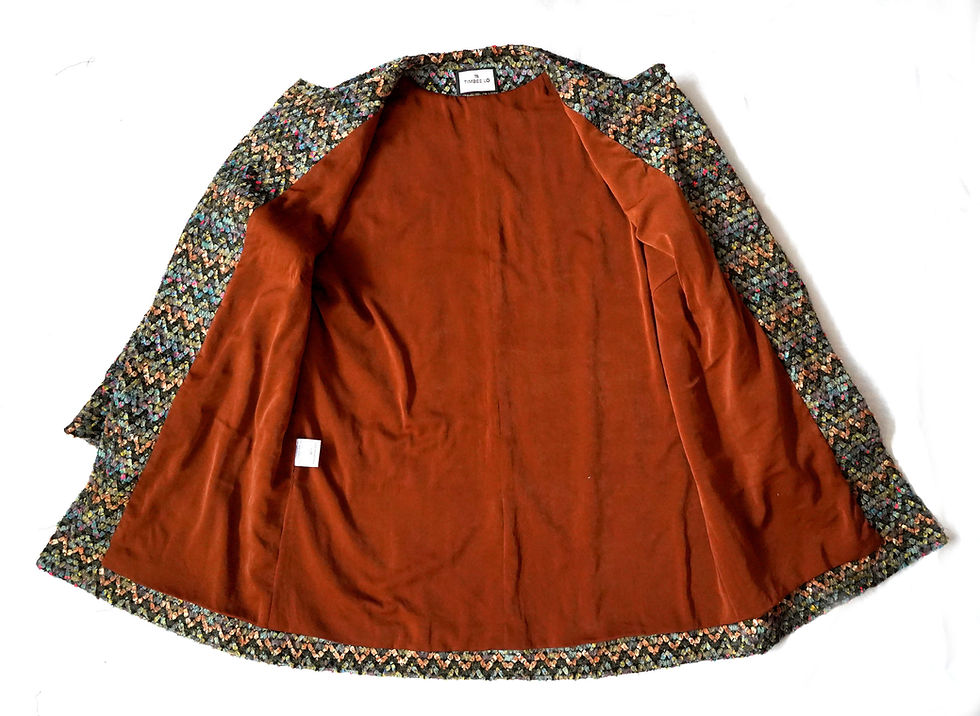 Miniature : TIMBEE LO Green tone rainbow W tweed wool Coat with side pocket TIMBEE LO 綠色彩虹W紋織花中等長度大衣A字中褸