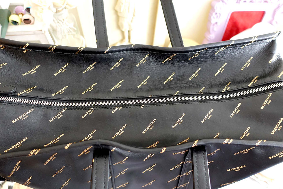 サムネイル： 意大利Balenciaga巨型黑色全真皮Monogram旅行袋手袋包包全新正版