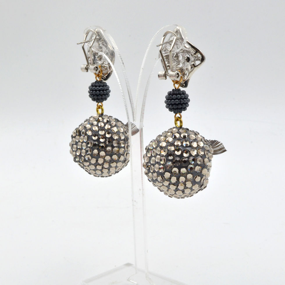 縮圖：煙灰色施華洛水晶石 眼球眼珠耳環 24mm直徑 眨眼睡眼Swarovski