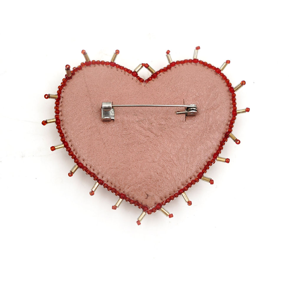 Miniature : 【CUPID】 Red beading embroidery Eye Brooch 紅色手工釘珠刺繡心形眼睛心口針胸針