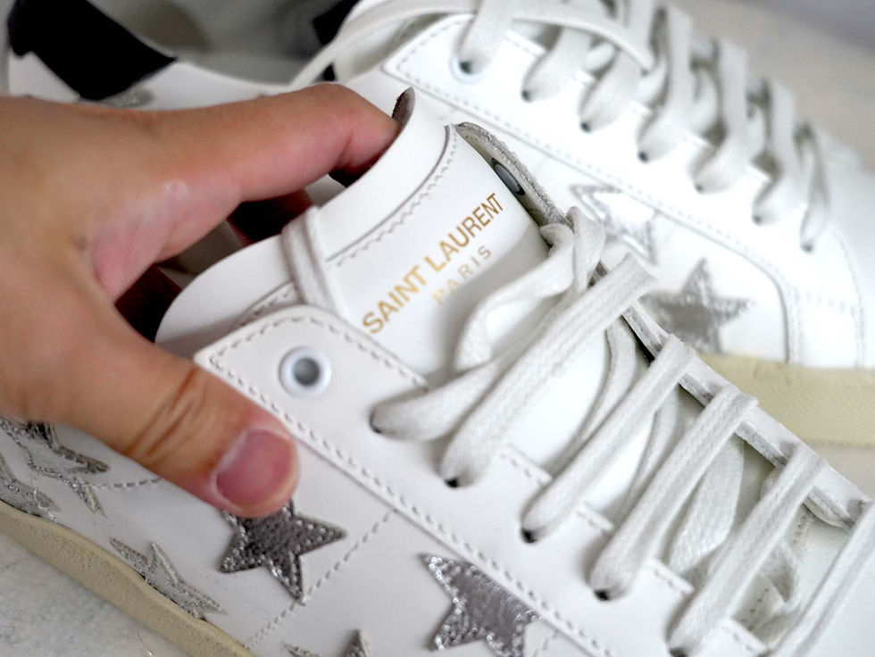 縮圖：EU42 SAINT LAURENT White Leather Star Pattern Sneakers