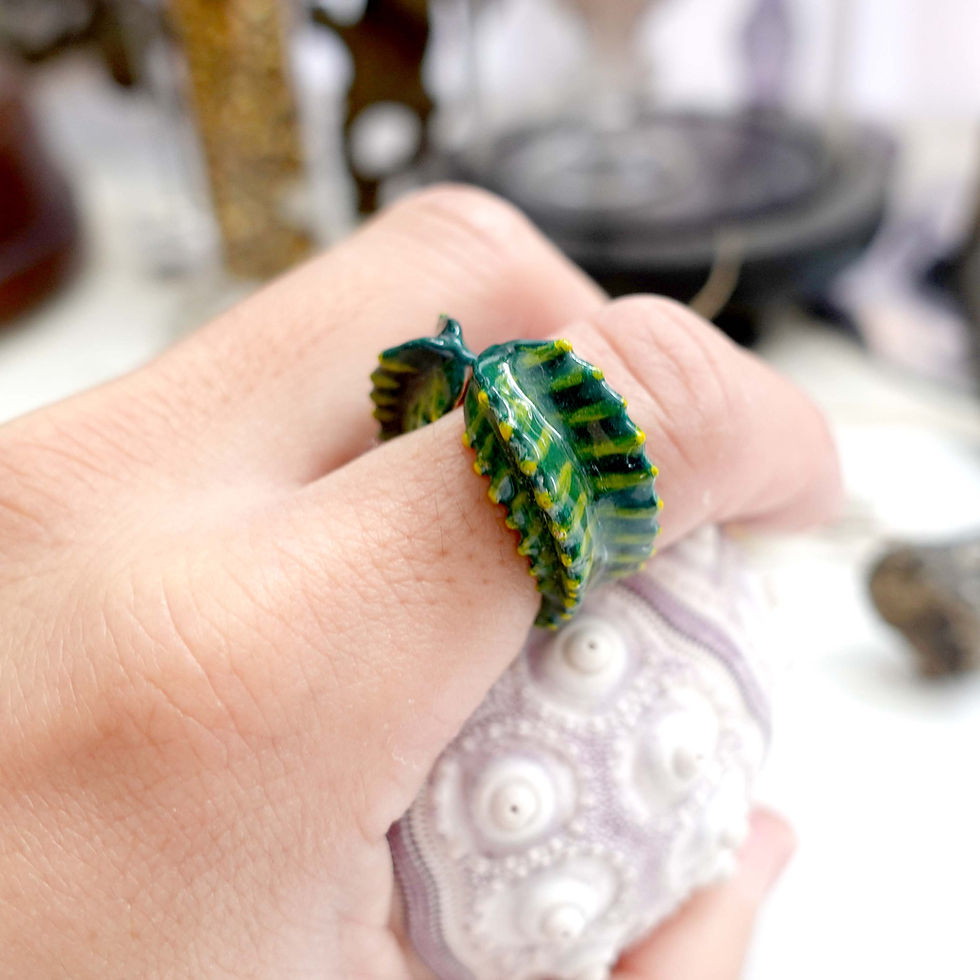 Miniature : MARY LOU綠色彩繪琺瑯仙人掌球黃銅材質鍍18K真金不掉色戒指 限量