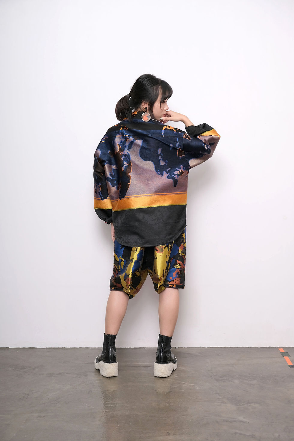 Thumbnail: TIMBEE LO Black Galaxy Pattern Jacket with metallic red metal button
