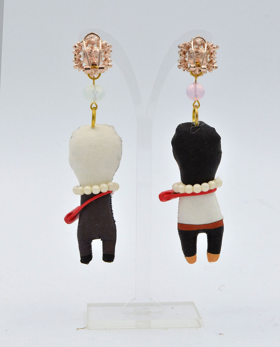 縮圖：貓王皮禮士 小妖怪 手工製布娃娃耳環