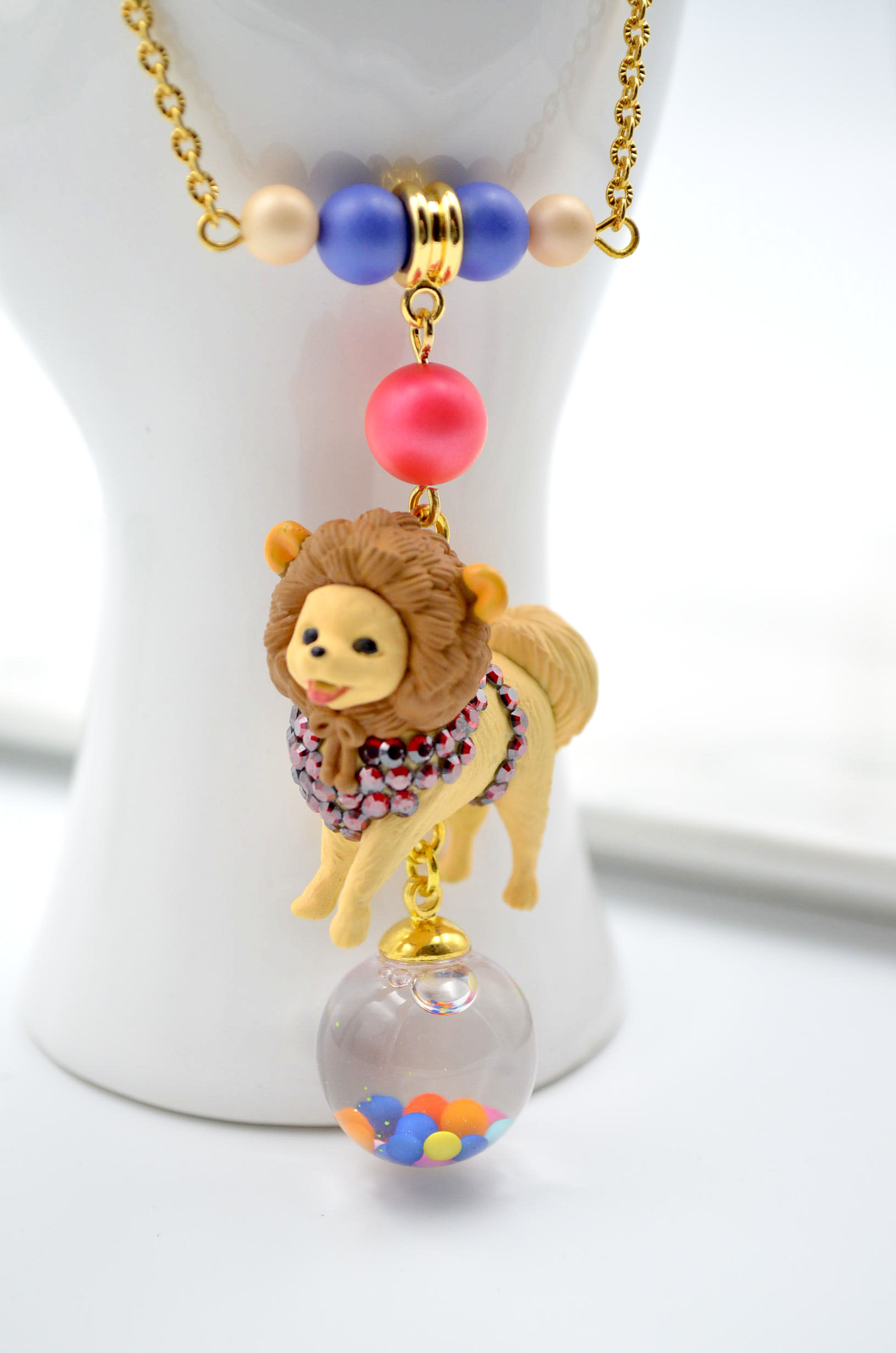 芝娃娃玻璃球 18K鍍金項鍊