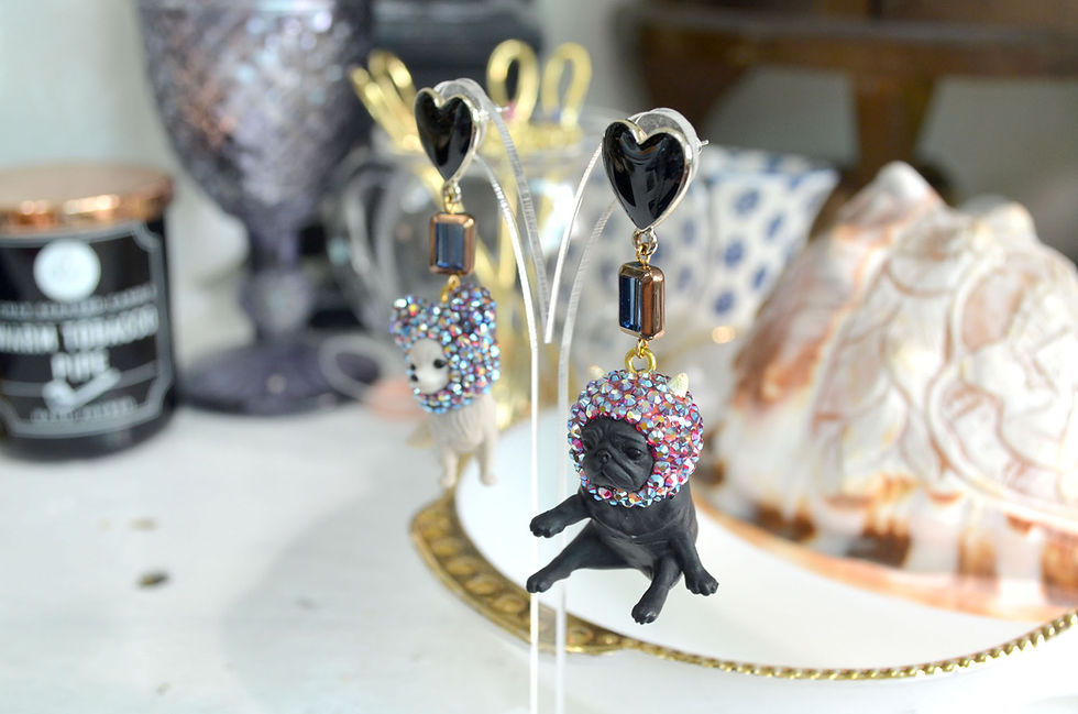 サムネイル： 水晶帽子頭套小狗耳環 施華洛水晶 Swarovski Crystal