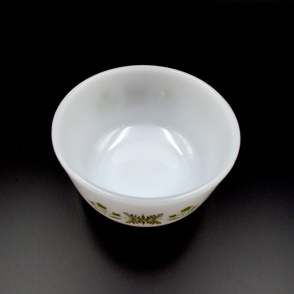 섬네일: FIRE KING Milk White Glass Printed Soup Bowl - 60s Antique Glassware