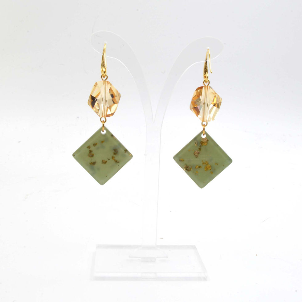 Miniature : 香檳色施華洛不規則水晶石耳環  Champagne Swarovski Crystal Earrings