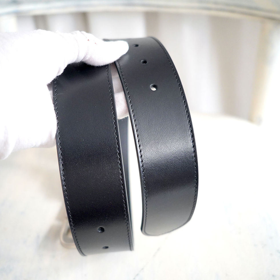 縮圖：Balenciaga Black Leather Belt with Silver BB Logo Buckle (Size 85cm)