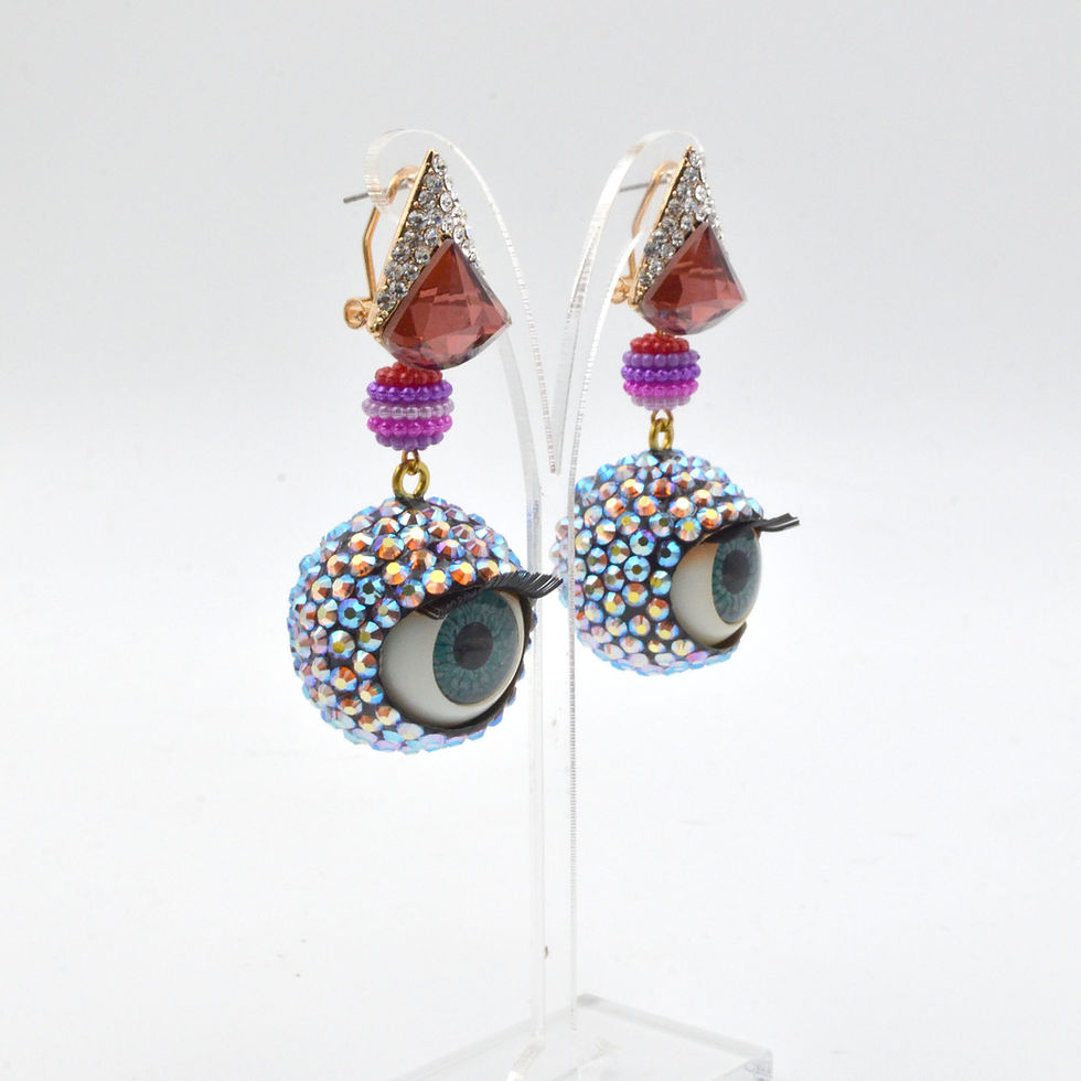 Miniaturbild: 幻彩橙色施華洛水晶石 眼球眼珠耳環 24mm直徑 眨眼睡眼Swarovski