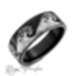 black tungsten ring wave engraved ocean design 8mm 10mm 12mm,