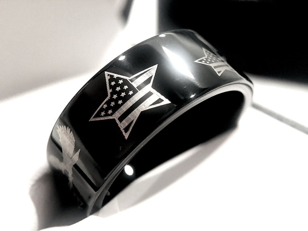Mens Wedding Bands Military Ring American Flag Engraved