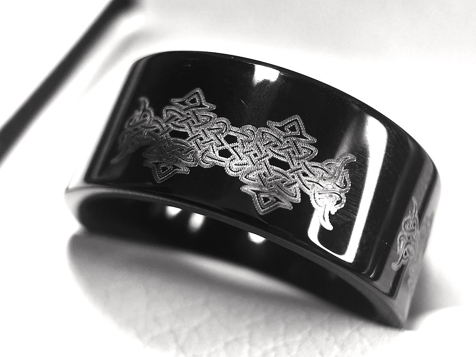 Tree of Life Pattern Engraved Celtic Ring, Tungsten Carbide Ring, Mens Women Ring