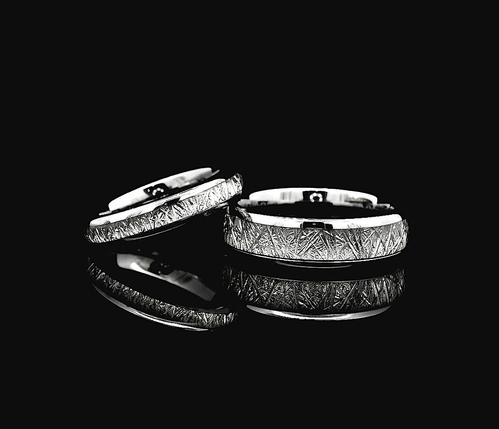 Thumbnail: Silver tungsten carbide wedding rings, durable and scratch-resistant, classic men’s and women’s wedding bands.