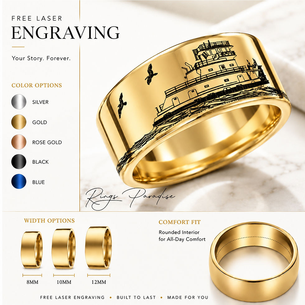 Thumbnail: Towboat Ring,  Mississippi River Engraved Tungsten Band, Riverboat Ring ,8mm 10mm 12mm