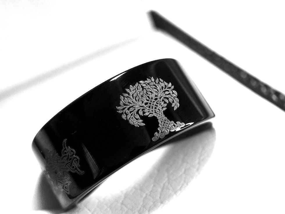 Thumbnail: Tree of Life Pattern Engraved Celtic Ring, Tungsten Carbide Ring, Mens Women Ring