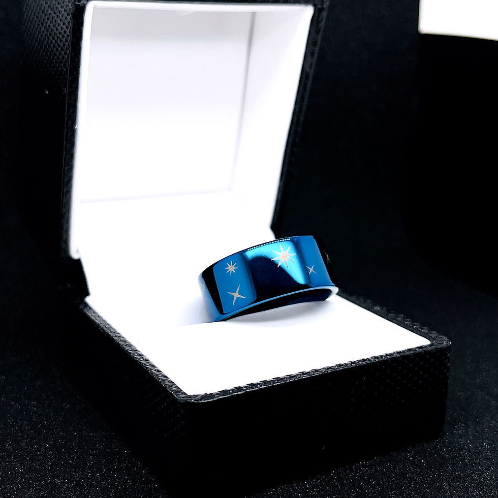 Thumbnail: Alien Ship Arrival Scene Pattern Engraved Tungsten Carbide Ring, Wedding Band