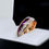 Thumbnail: Purple Agate and Meteorite Inlay Men's and Women's Wedding Ring, Men's and Women's Wedding Bands, Unique Wedding Rings