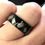 Thumbnail: Sunflowers Pattern Engraved Black Tungsten Ring, Wedding Ring, Promise Ring