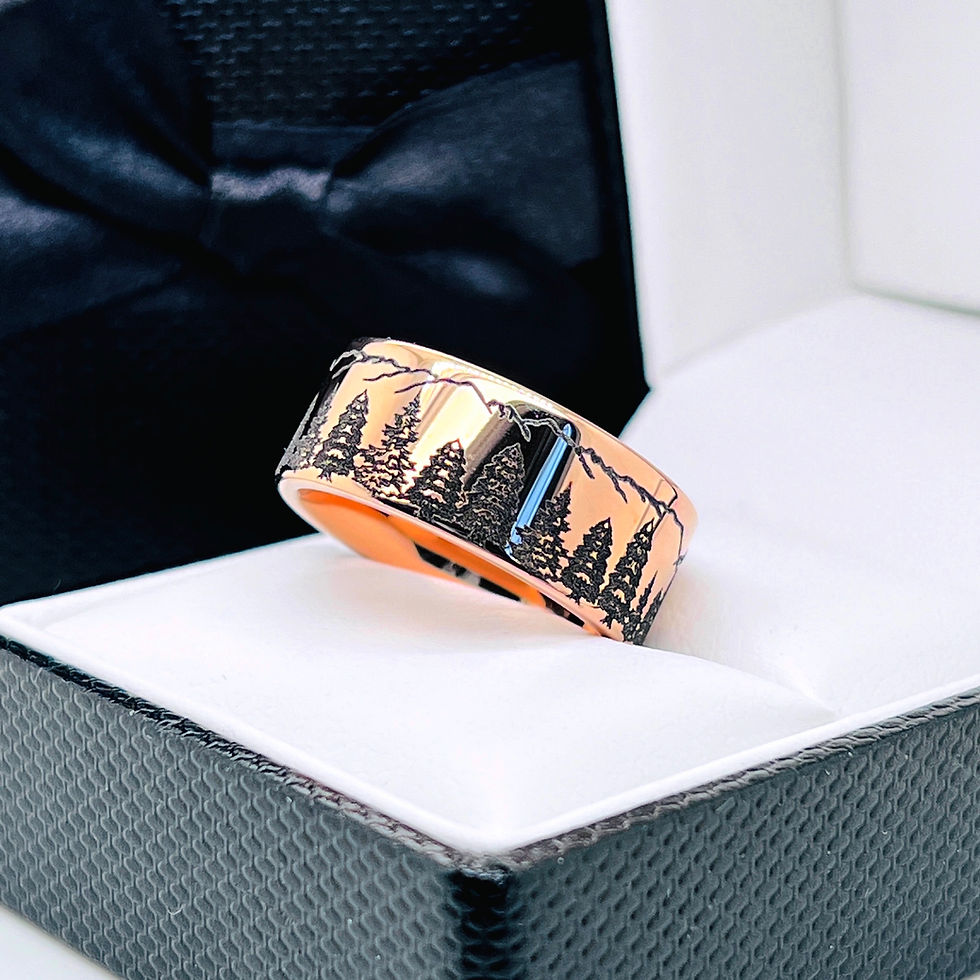 Thumbnail: Spruce Forest ring, Mens ring , wedding bands, engagement ring, weddings, anniversary ring, rose gold wedding bands