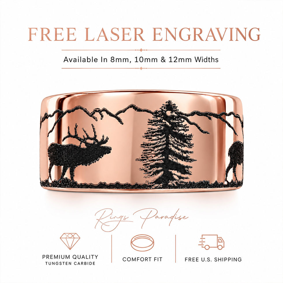 elk mountain ring rose gold tungsten wedding band